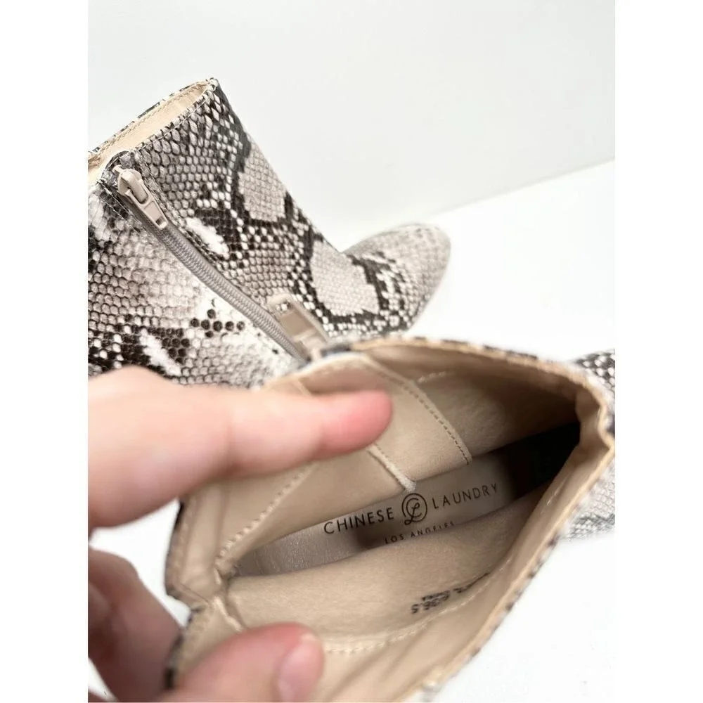 Chinese Laundry Snakeskin Print Block Heel Ankle Boots Grey‎ Black Size 6